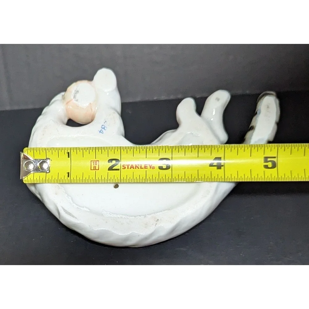 Sweet Porcelain Cat With Ball Numbered Figurine Hand-Painted High Gloss Finish